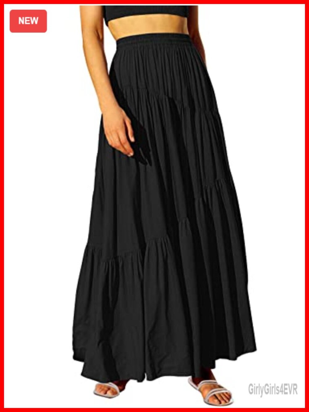 Women's Boho Flowy Tiered Maxi Skirt with Pockets